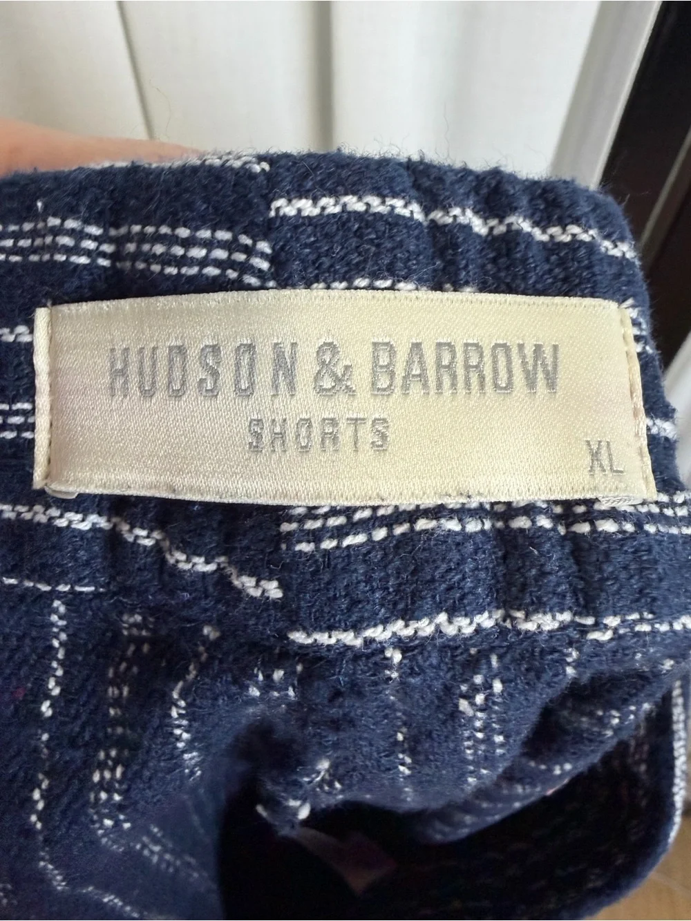 Men's Navy Blue Striped Flat-Front Cotton Shorts